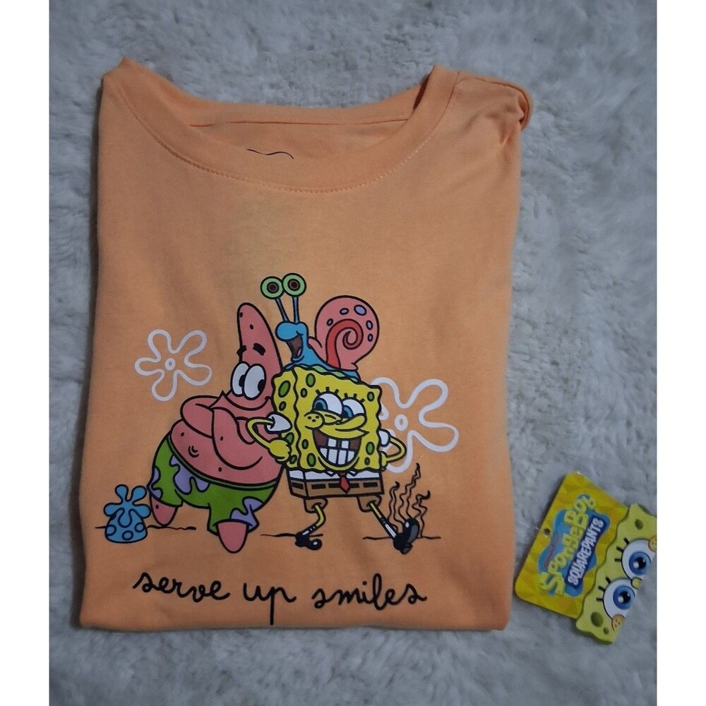 SpongeBob & Patrick "Serve Up Smiles" T-Shirt sz 14